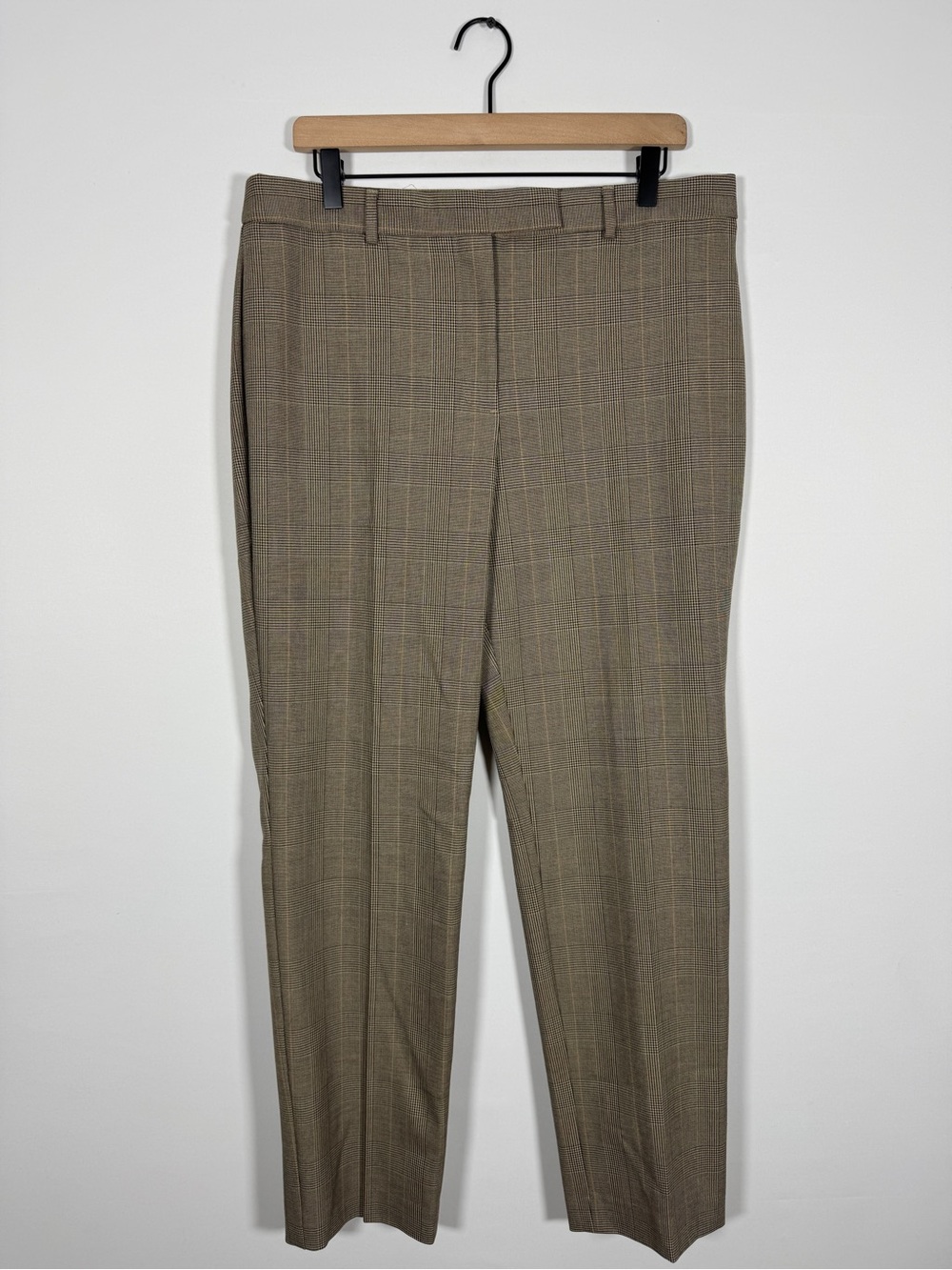 WP2 {Talbots} "High Waist Straight Pant" Brown Plaid Straight Leg Dress Pants